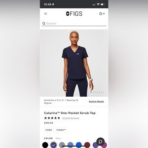 Figs women’s XS Catarina one pocket scrub top & Figs Zamora jogger scrub pants.